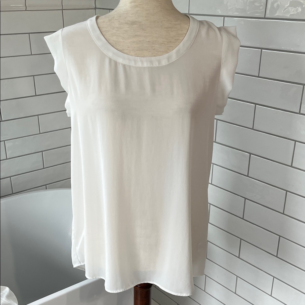 Pleione Classic White Cap Sleeve Blouse